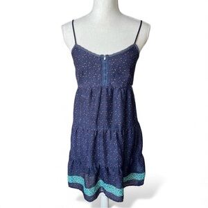 Vintage Y2K blue floral mini dress cottagecore boho farmcore western medium